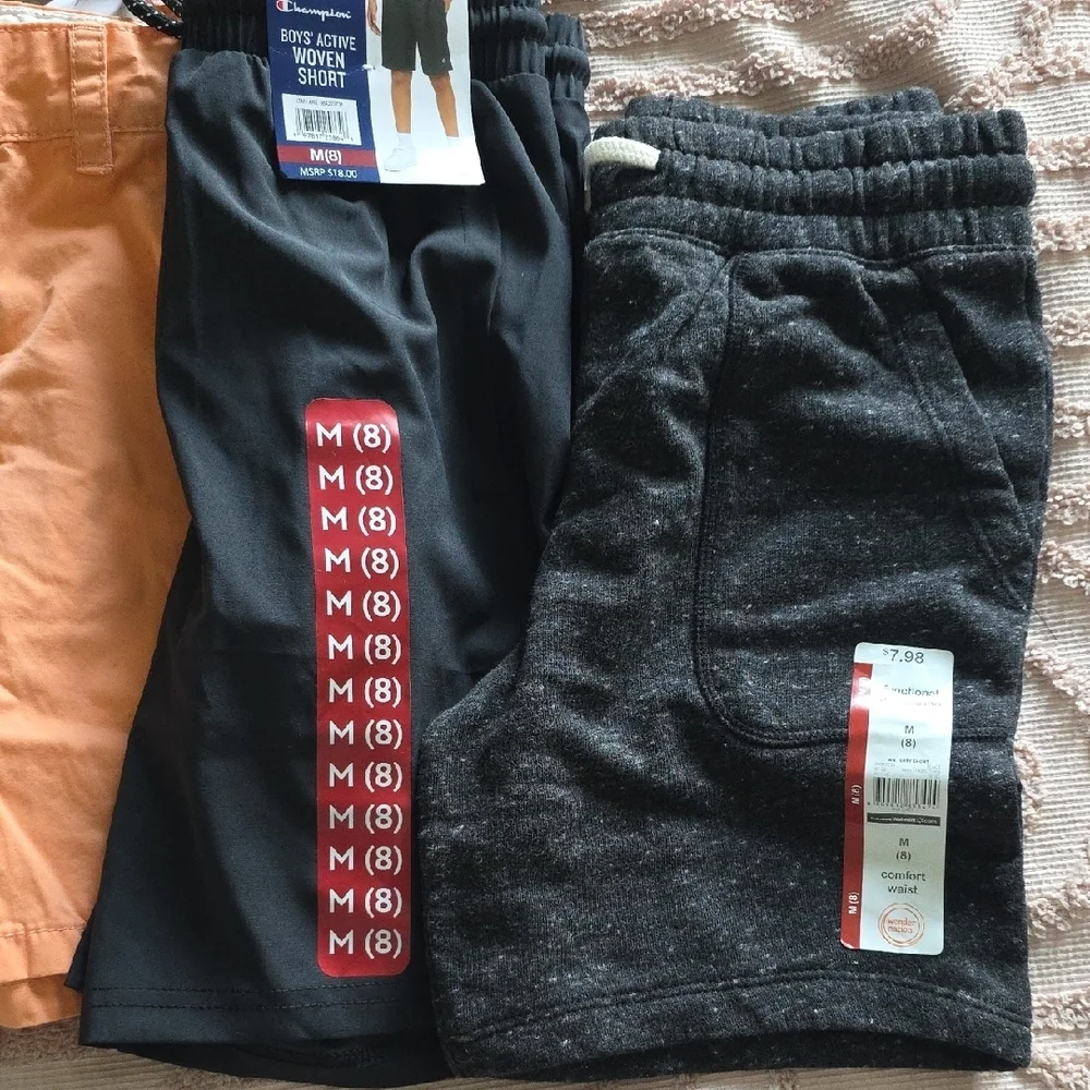 Boys Active Shorts Set, 4 Pairs, All M(8), NWT, Several Brands